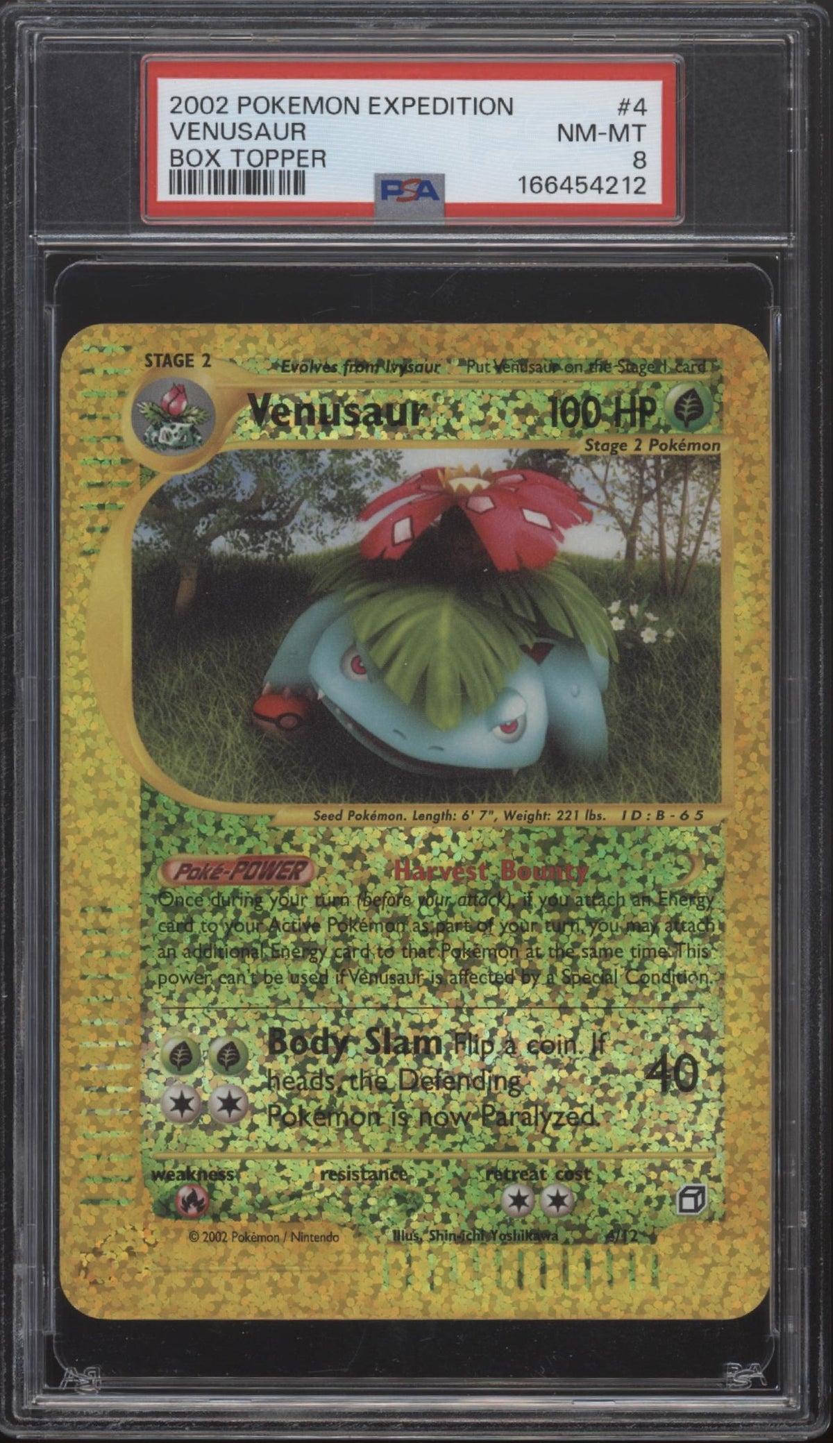 Venusaur Pokemon Expedition Oversized Box Topper #4 PSA 8