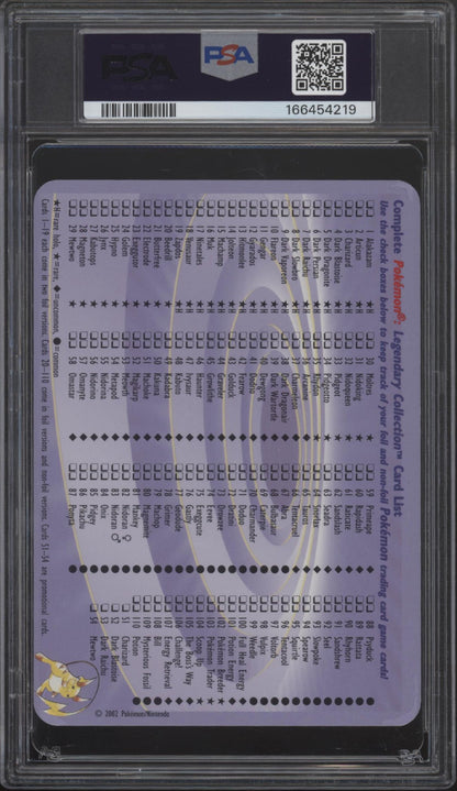 Dark Raichu Pokemon Legendary Collection Oversized Box Topper #S3 PSA 7