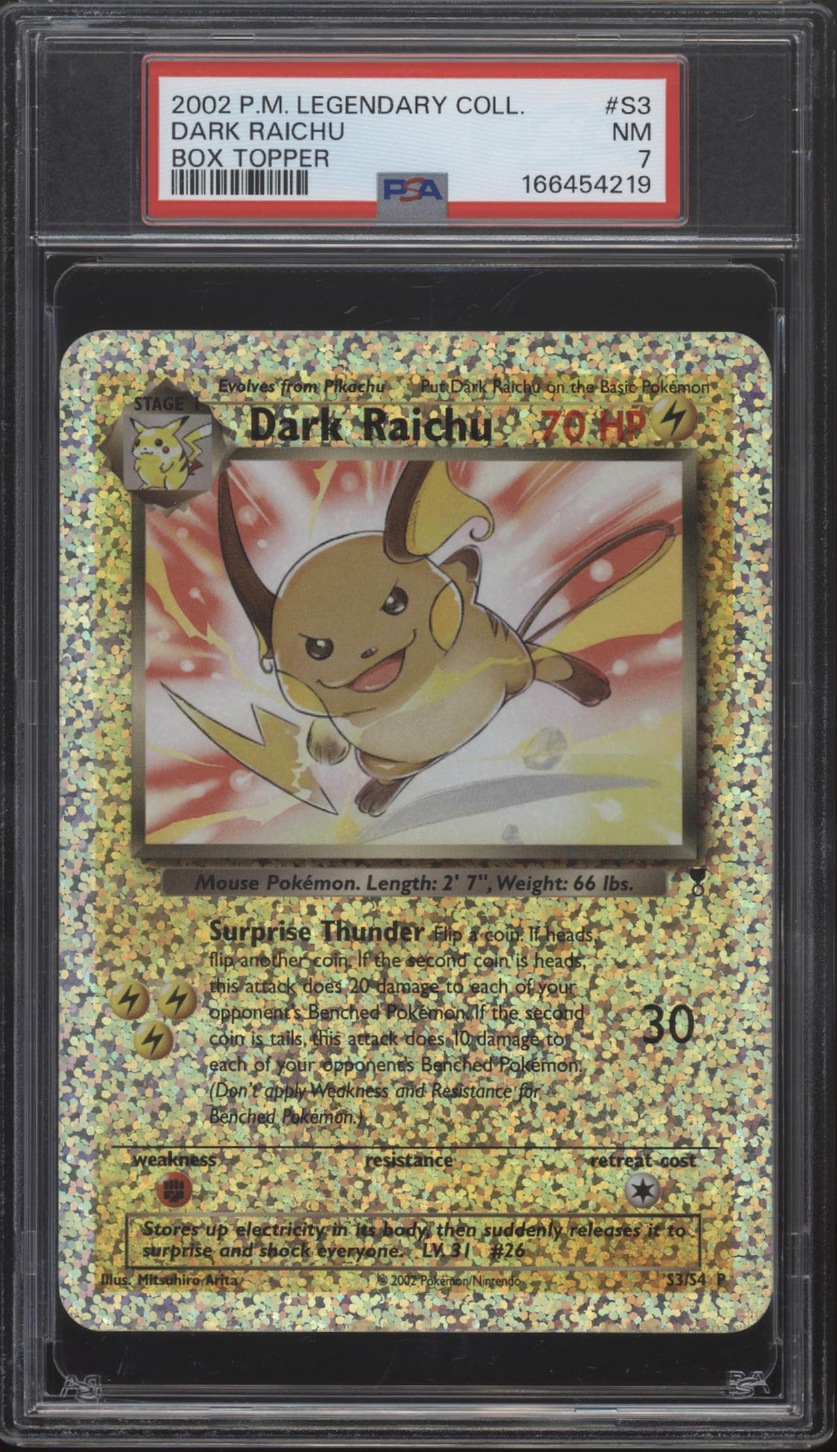 Dark Raichu Pokemon Legendary Collection Oversized Box Topper #S3 PSA 7