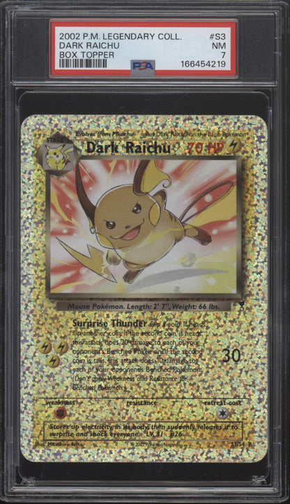 Dark Raichu Pokemon Legendary Collection Oversized Box Topper #S3 PSA 7