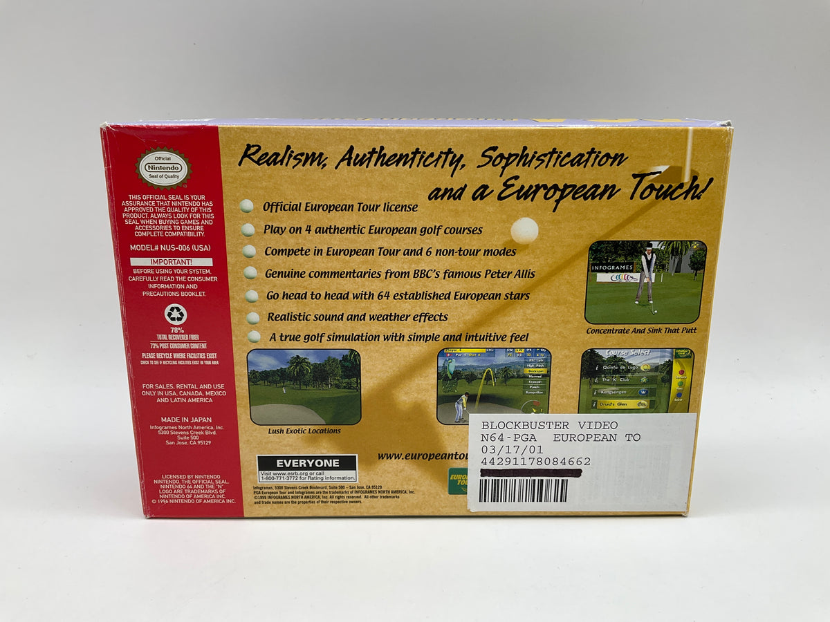 PGA European Tour Nintendo 64 CIB