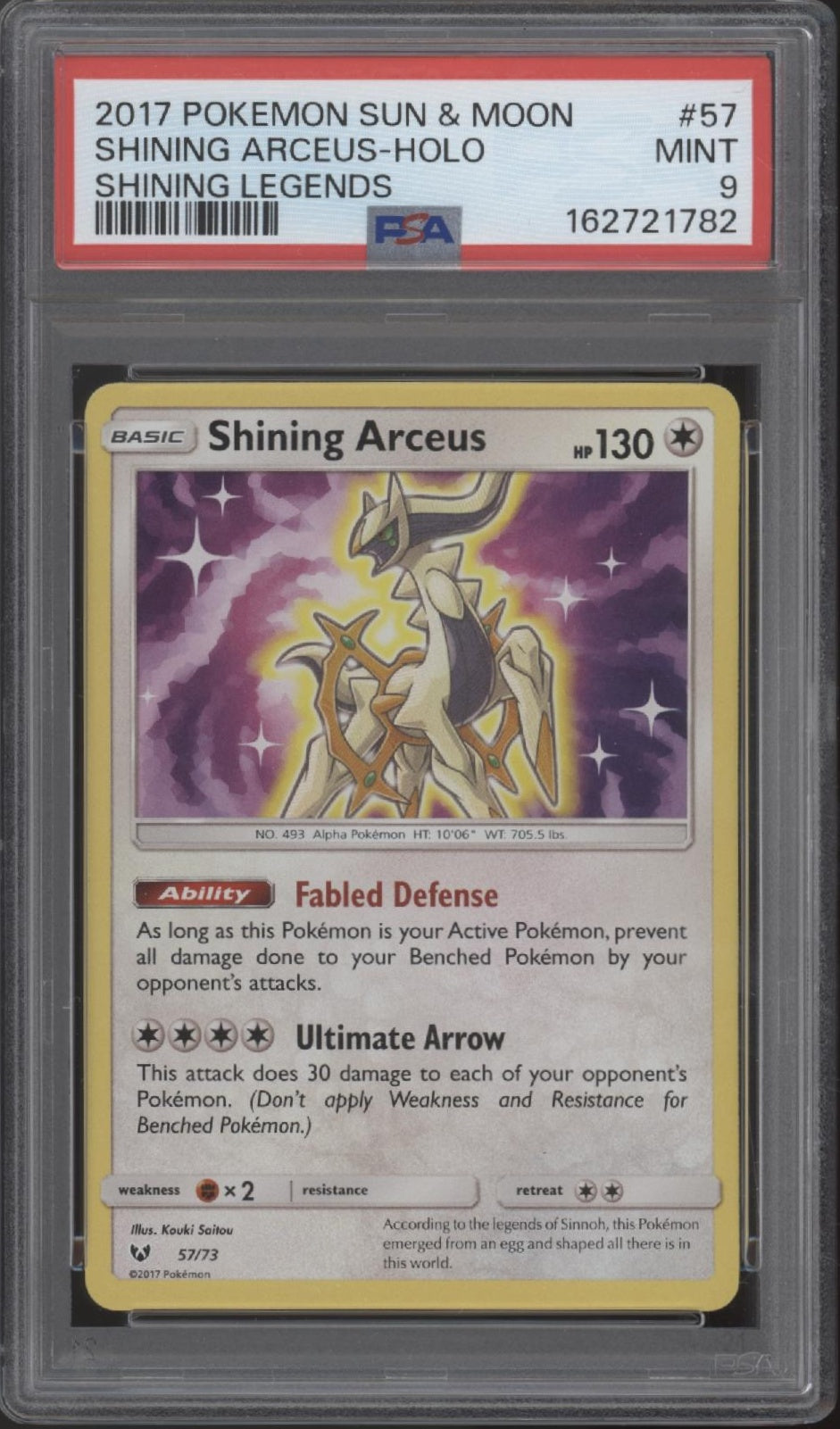 Shining Arceus Pokemon Shining Legends Holo #57 PSA 9