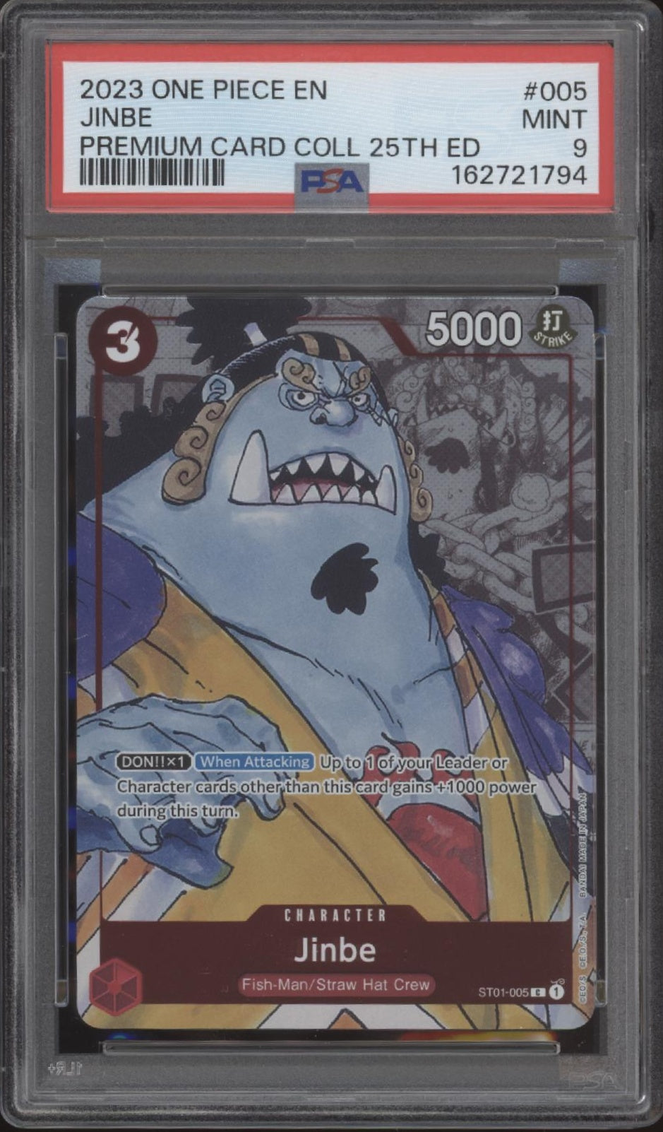 Jinbe One Piece Card Game Premium Card Collection 25th Edition #005 PSA 9