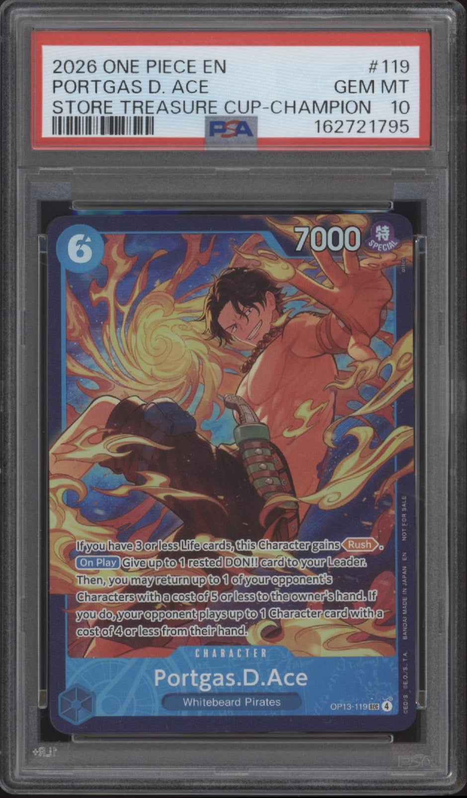 Portas D Ace One Piece Card Game Store Treasure Cup Champion #119 PSA 10