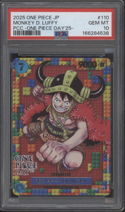 Monkey D Luffy One Piece Card Game One Piece Day 2025 Japanese #110 PSA 10