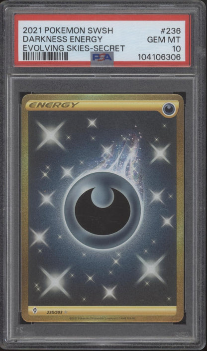 Darkness Energy Pokemon Evolving Skies Secret #236 PSA 10