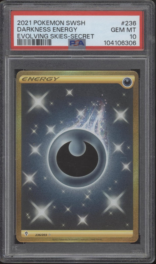 Darkness Energy Pokemon Evolving Skies Secret #236 PSA 10