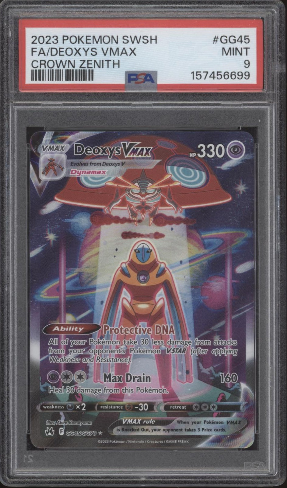 Deoxys VMAX Pokemon Crown Zenith Full Art #GG45 PSA 9