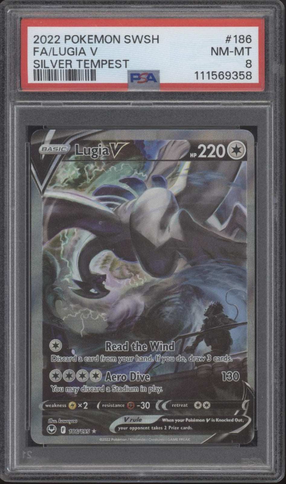Lugia V Pokemon Silver Tempest Full Art #186 PSA 8