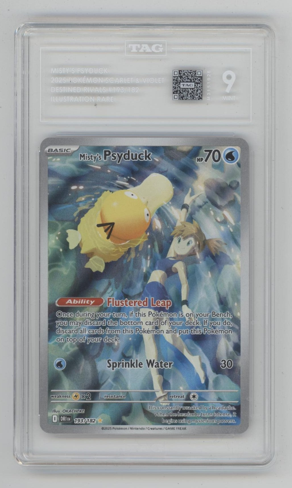 Misty's Psyduck Pokemon Destined Rivals Illustration Rare #193 TAG 9