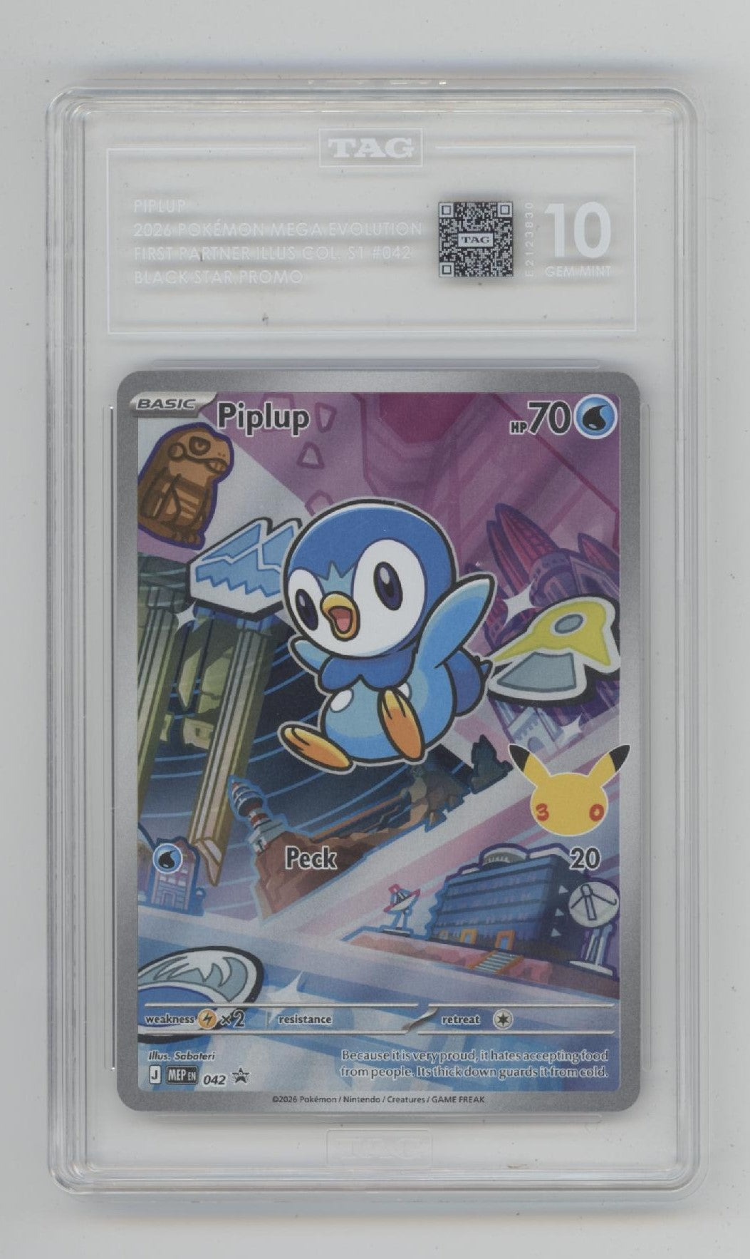Piplup Pokemon First Partner Illustration Collection Series 1 #042 TAG 10