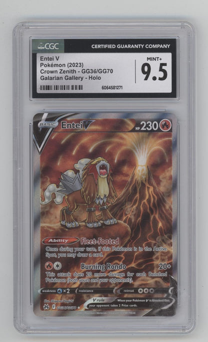 Entei V Pokemon Crown Zenith Galarian Gallery Holo #GG36 CGC 9.5