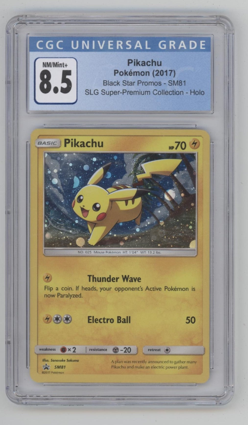 Pikachu Pokemon SLG Super Premium Collection Holo #SM81 CGC 8.5