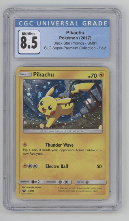 Pikachu Pokemon SLG Super Premium Collection Holo #SM81 CGC 8.5