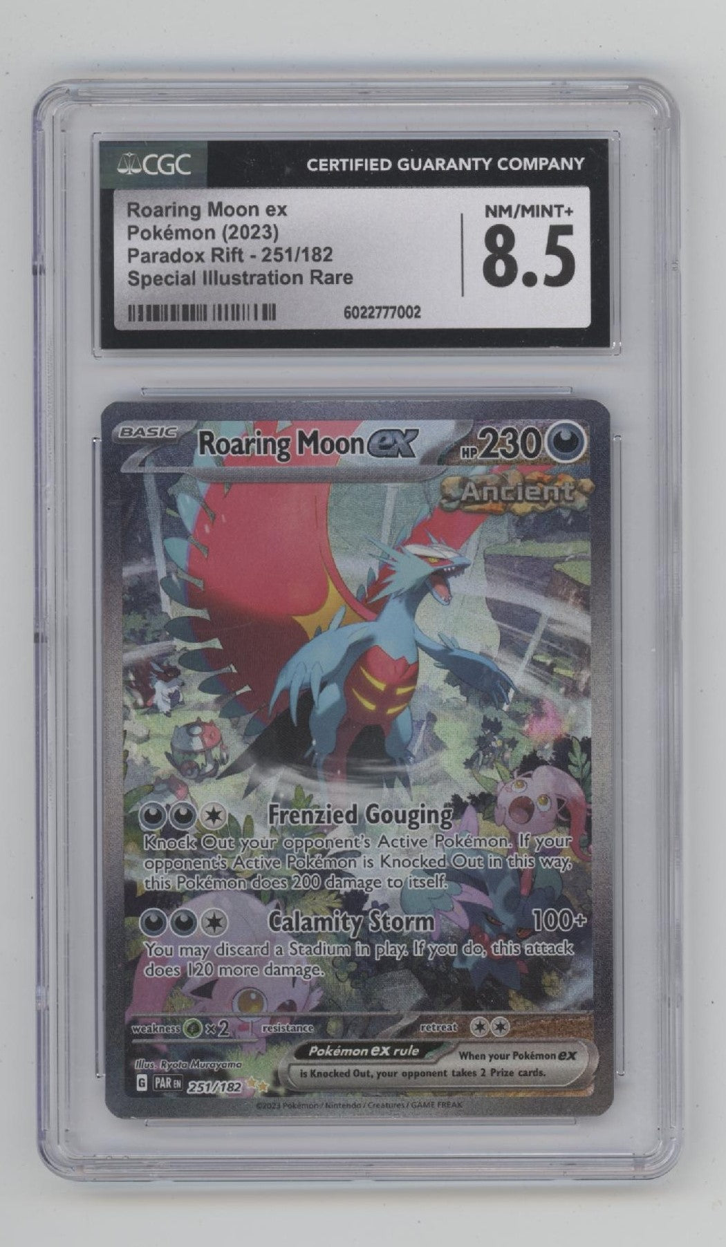 Roaring Moon ex Pokemon Paradox Rift Special Illustration Rare #251 CGC 8.5
