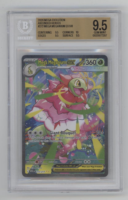 Mega Meganium ex Pokemon Ascended Heroes Special Illustration Rare Beckett 9.5