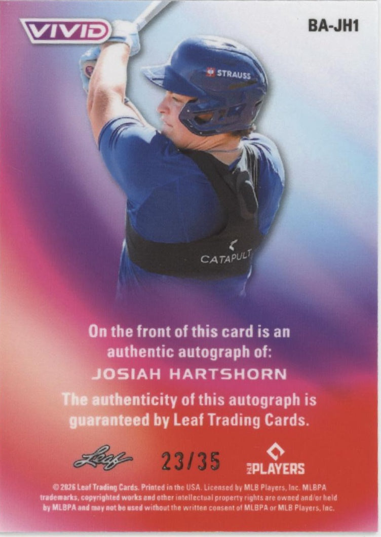 Josiah Hartshorn 2026 Leaf Vivid Auto 23/35 #BA-JH1