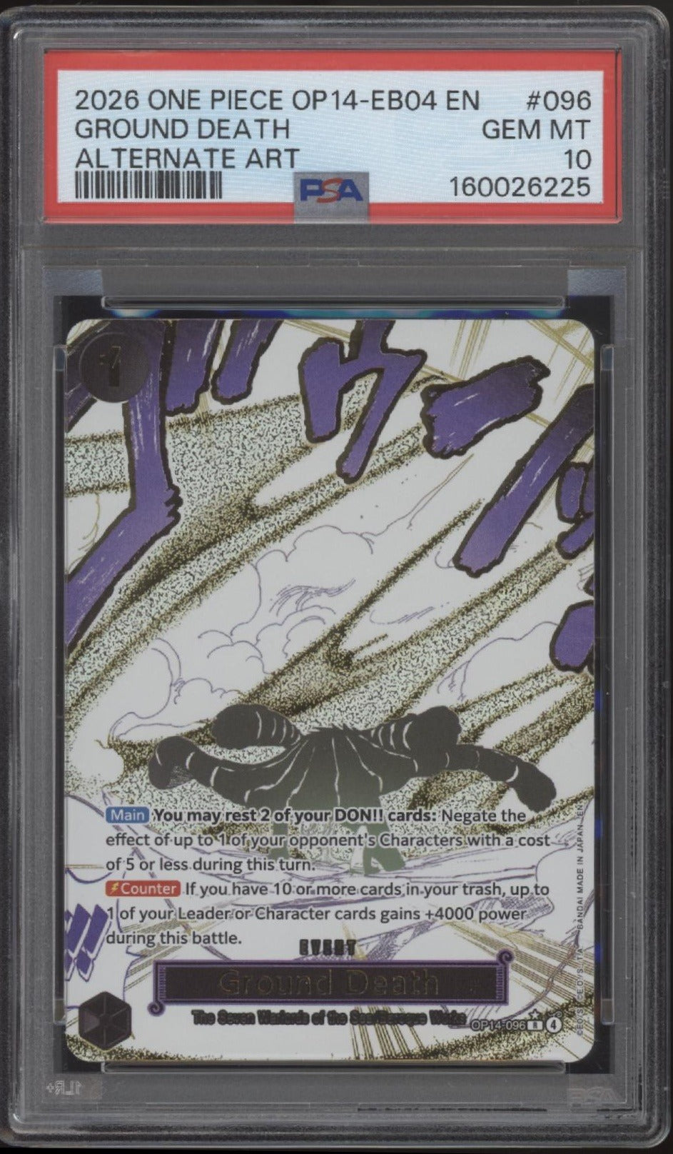 Ground Death One Piece Card Game OP14-EB04 Alternate Art #096 PSA 10