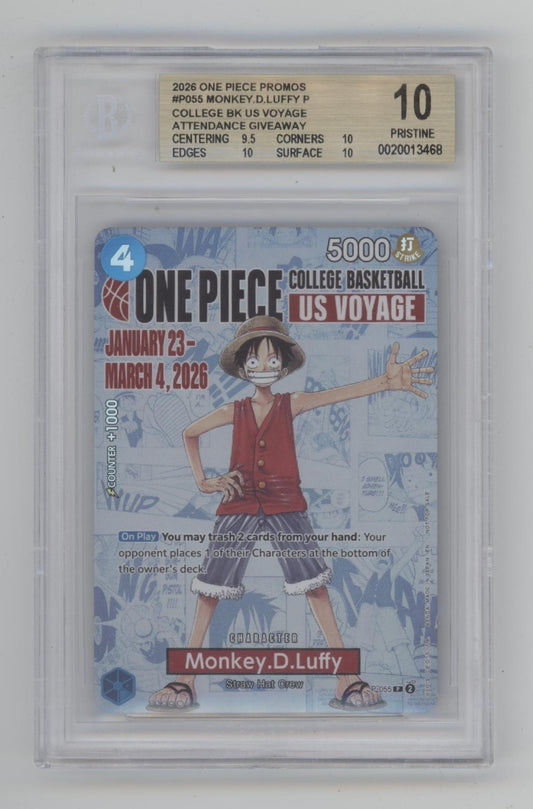 Monkey D Luffy One Piece College Basketball US Voyage #055 BGS 10 Pristine