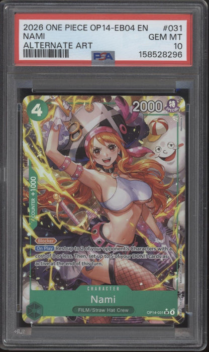 Nami One Piece Card Game OP14-EB04 Alternate Art #031 PSA 10