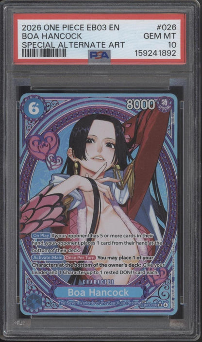 Boa Hancock One Piece Card Game EB03 Special Alternate Art #026 PSA 10