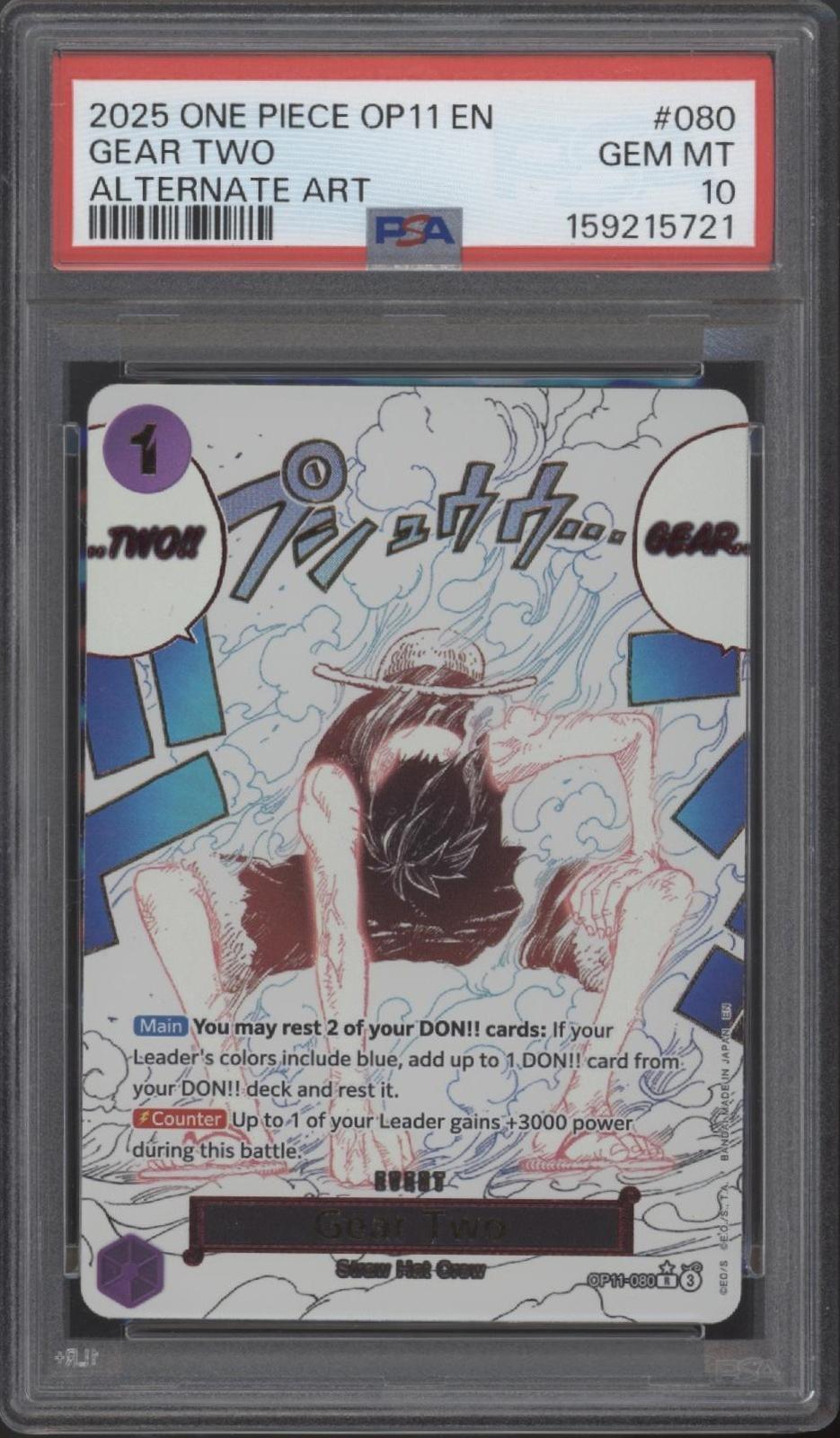 Gear Two One Piece Card Game OP11 Alternate Art #080 PSA 10