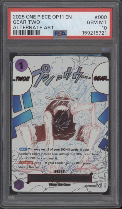 Gear Two One Piece Card Game OP11 Alternate Art #080 PSA 10