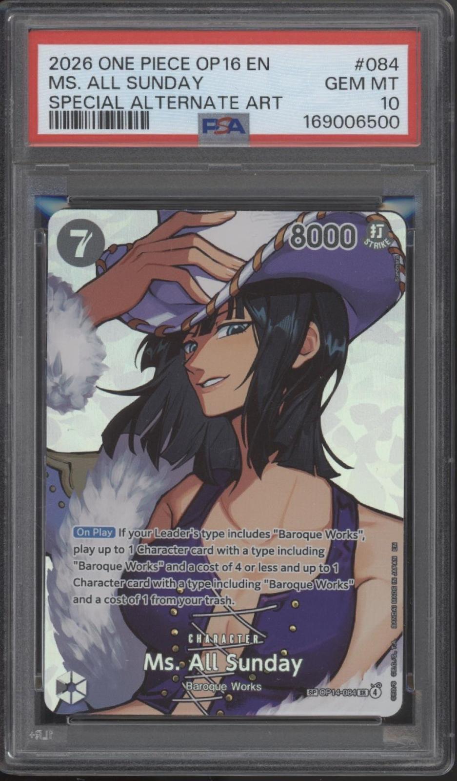 Ms All Sunday One Piece Card Game OP16 Special Alternate Art #084 PSA 10