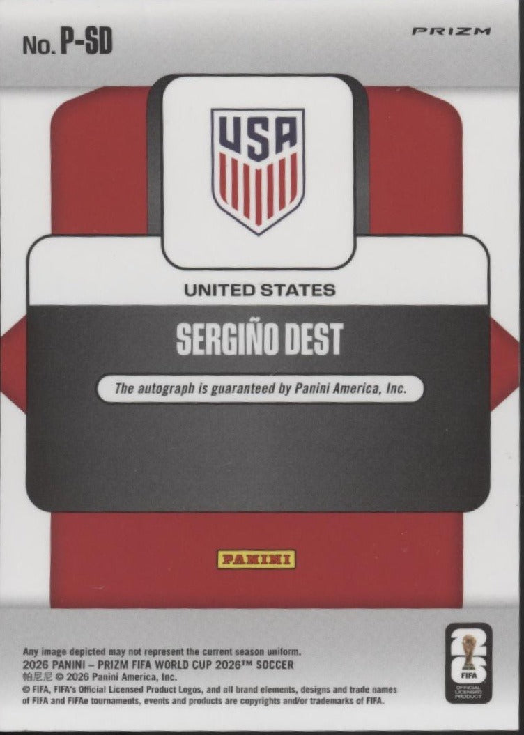 Sergino Dest 2026 Panini Prizm FIFA World Cup Penmanship Wave Prizm Auto #P-SD