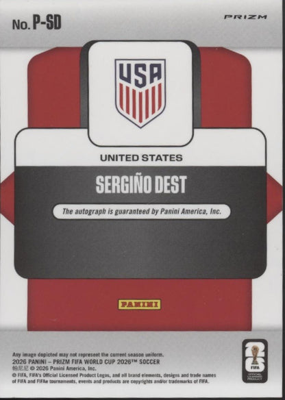 Sergino Dest 2026 Panini Prizm FIFA World Cup Penmanship Wave Prizm Auto #P-SD