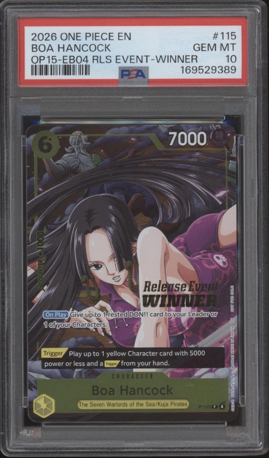 Boa Hancock One Piece Card Game OP15-EB04 RLS Event Winner #115 PSA 10 #1