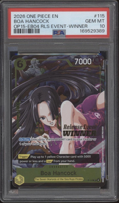 Boa Hancock One Piece Card Game OP15-EB04 RLS Event Winner #115 PSA 10 #1