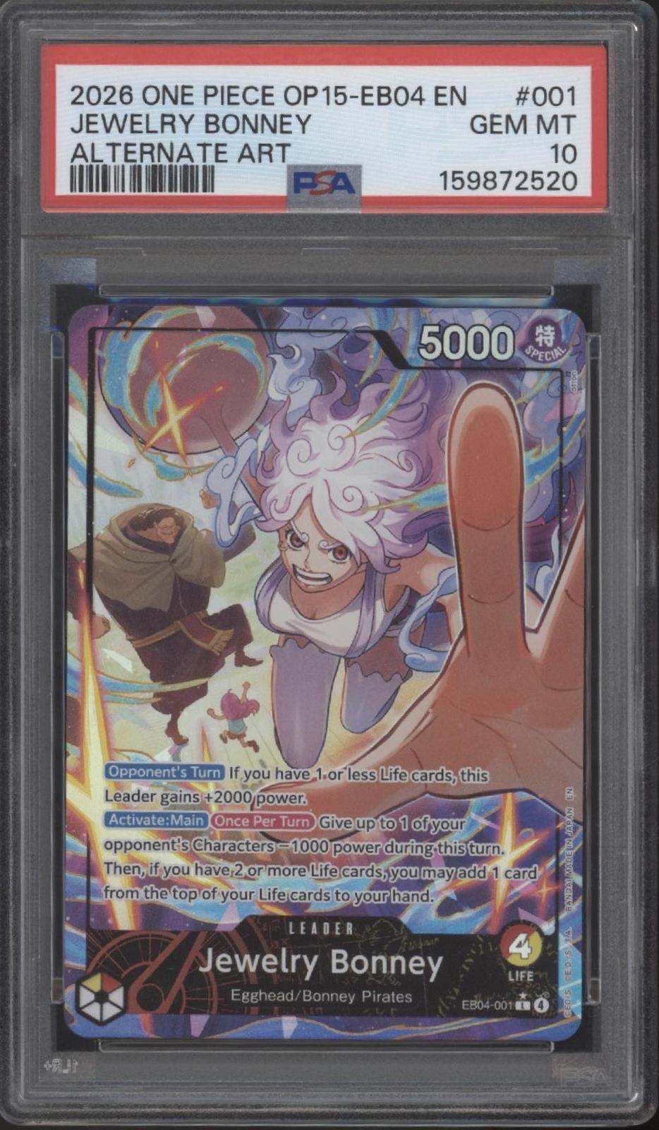 Jewelry Bonney One Piece Card Game OP15-EB04 Alternate Art #001 PSA 10