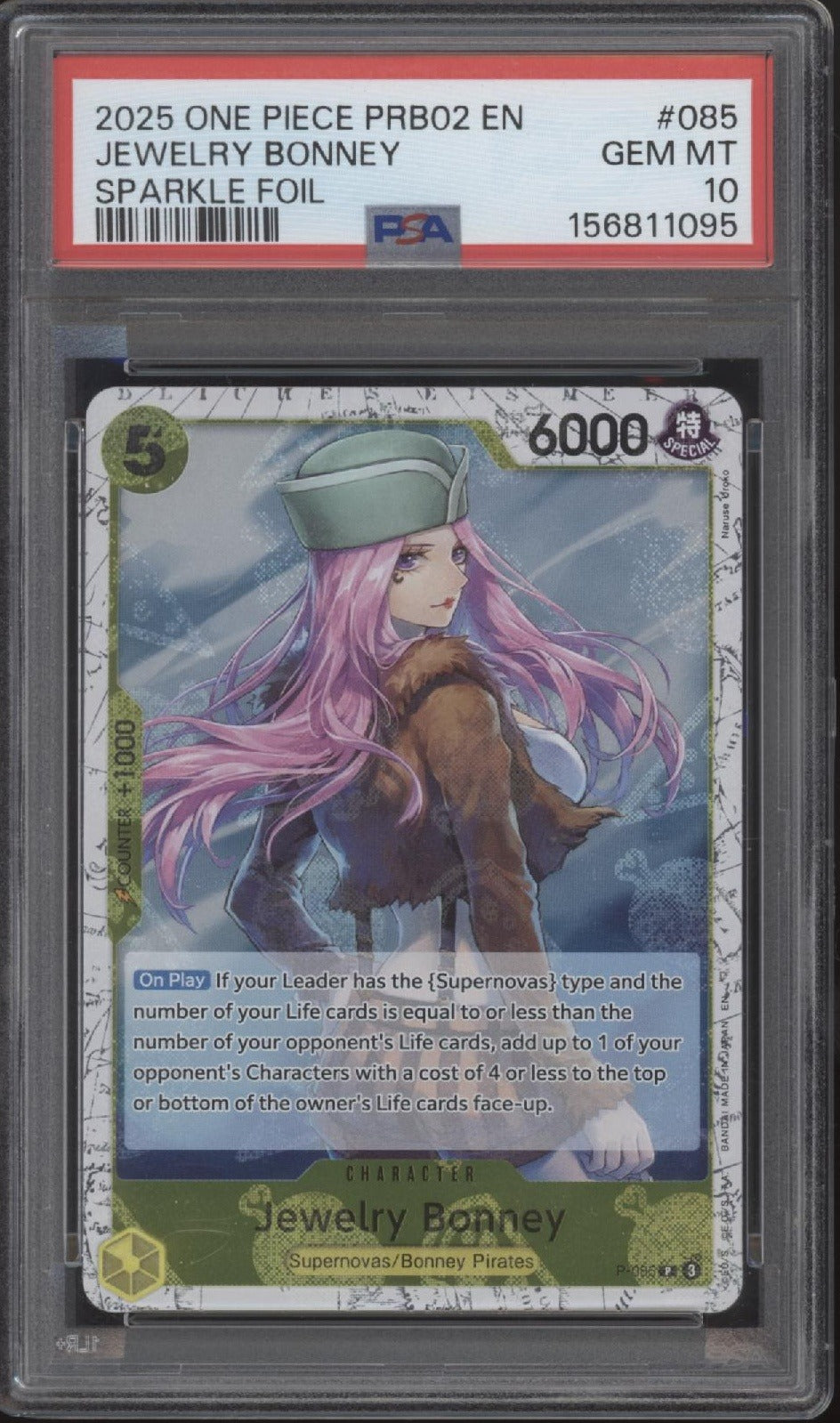 Jewelry Bonney One Piece Card Game PRB02 Sparkle Foil #085 PSA 10