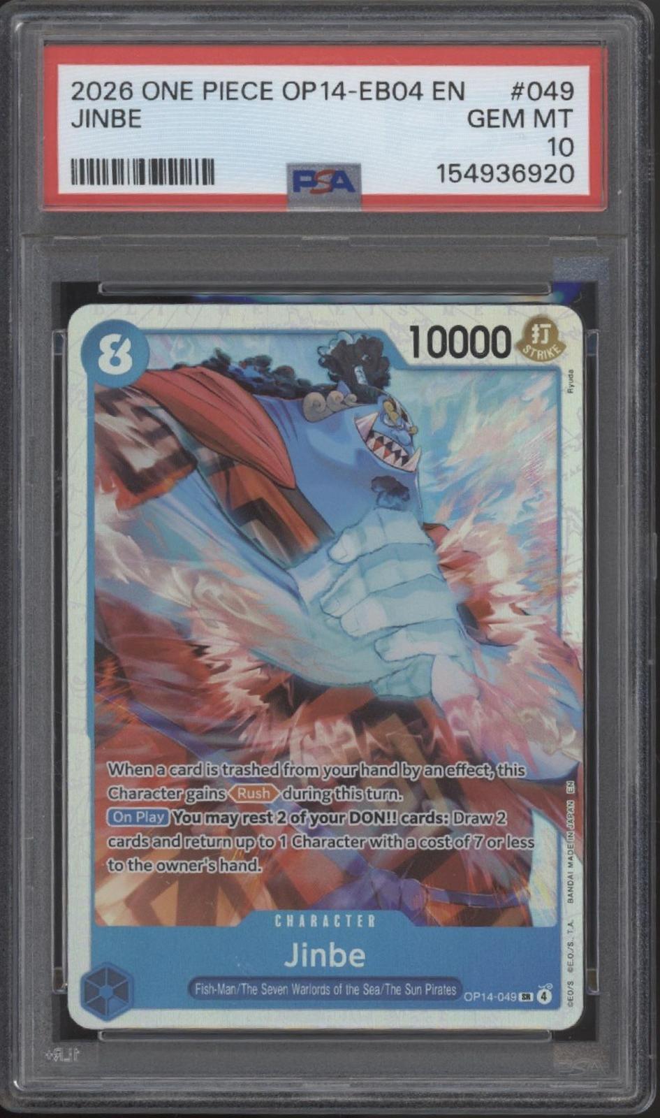Jinbe One Piece Card Game OP14-EB04 #049 PSA 10