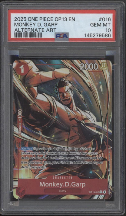 Monkey D Garp One Piece Card Game OP13 #016 PSA 10