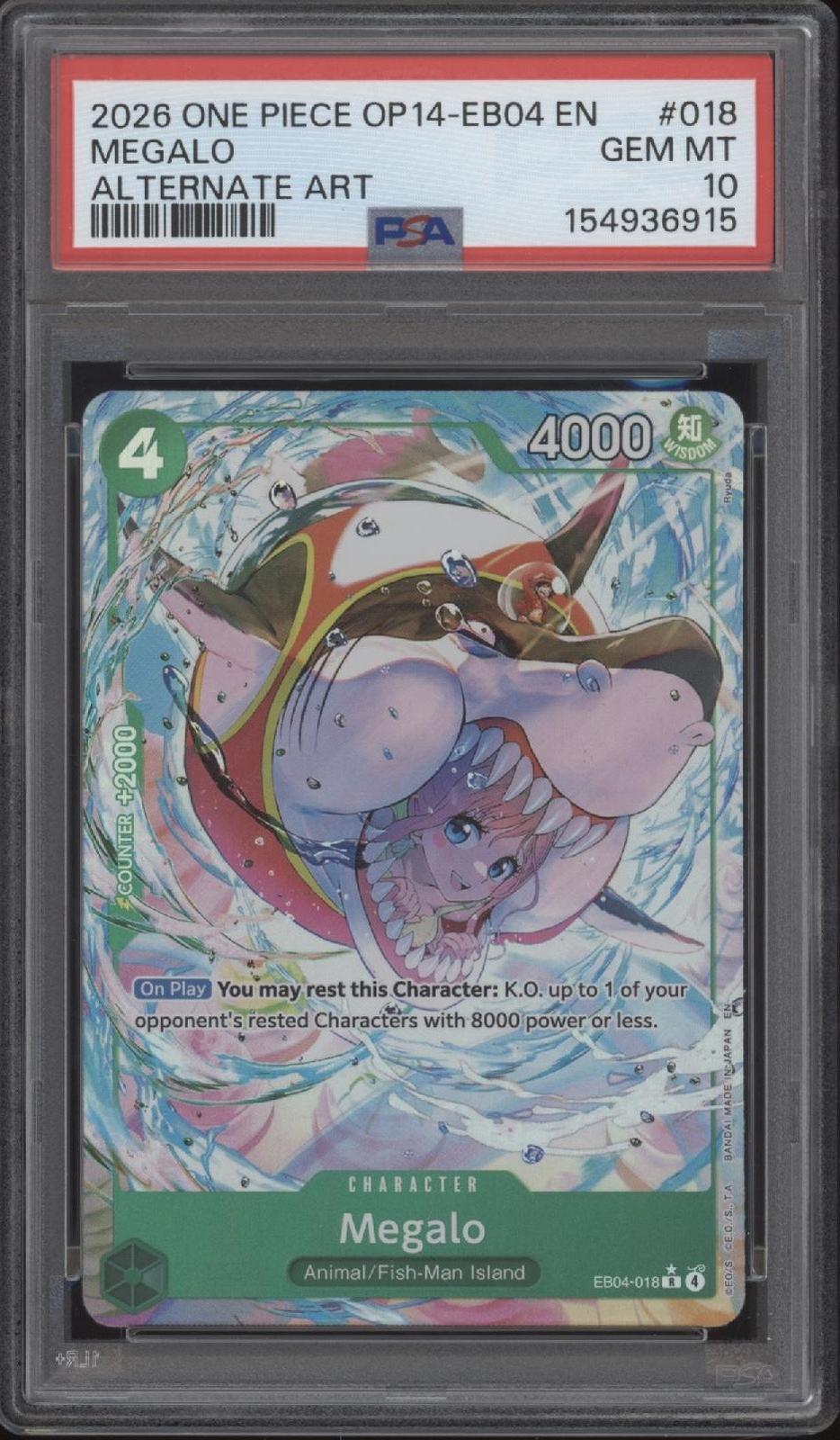 Megalo One Piece Card Game OP14-EB04 Alternate Art #018 PSA 10