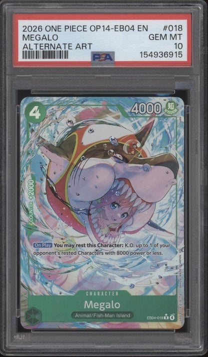 Megalo One Piece Card Game OP14-EB04 Alternate Art #018 PSA 10