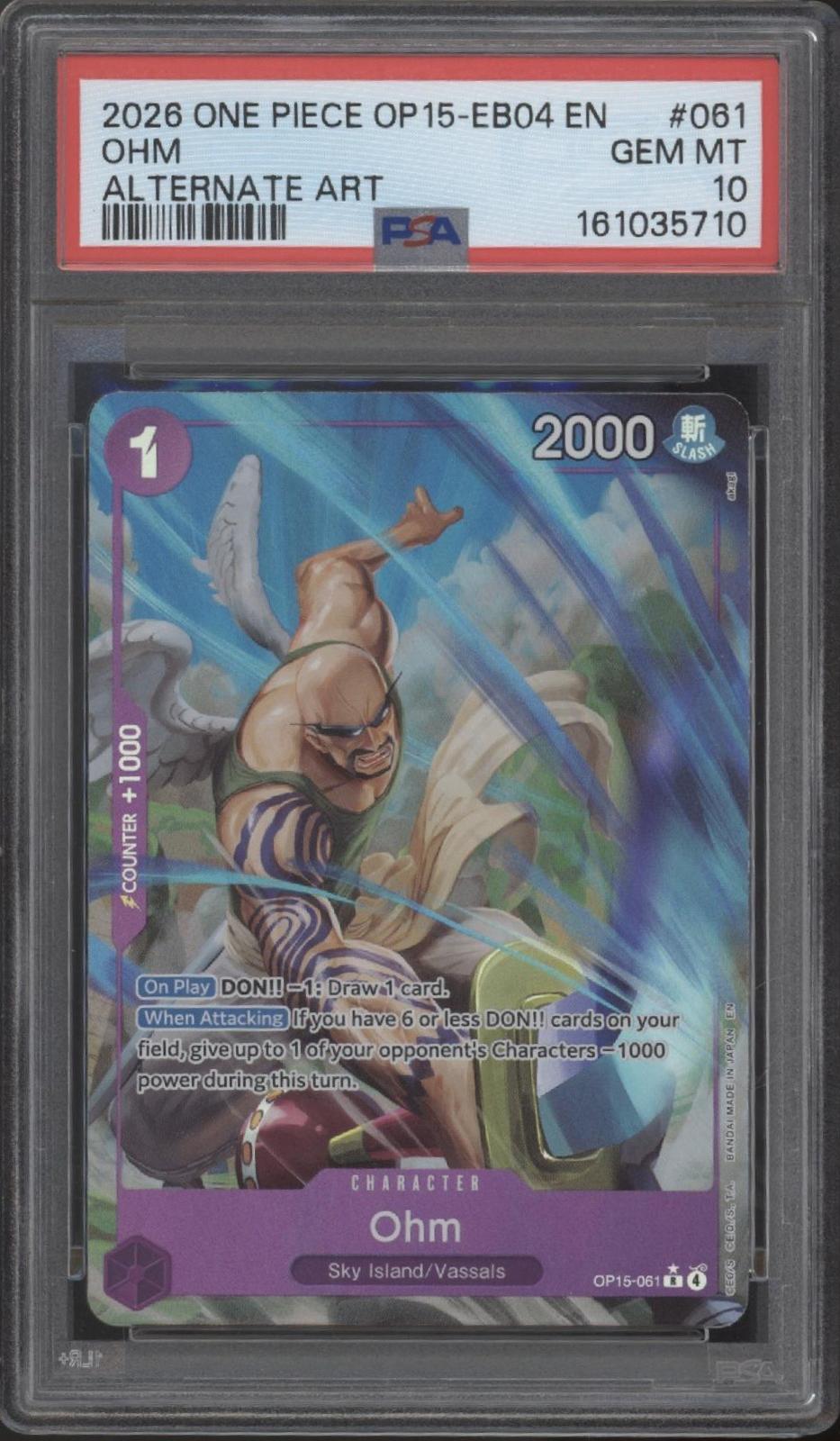 Ohm One Piece Card Game OP15-EB04 Alternate Art #061 PSA 10