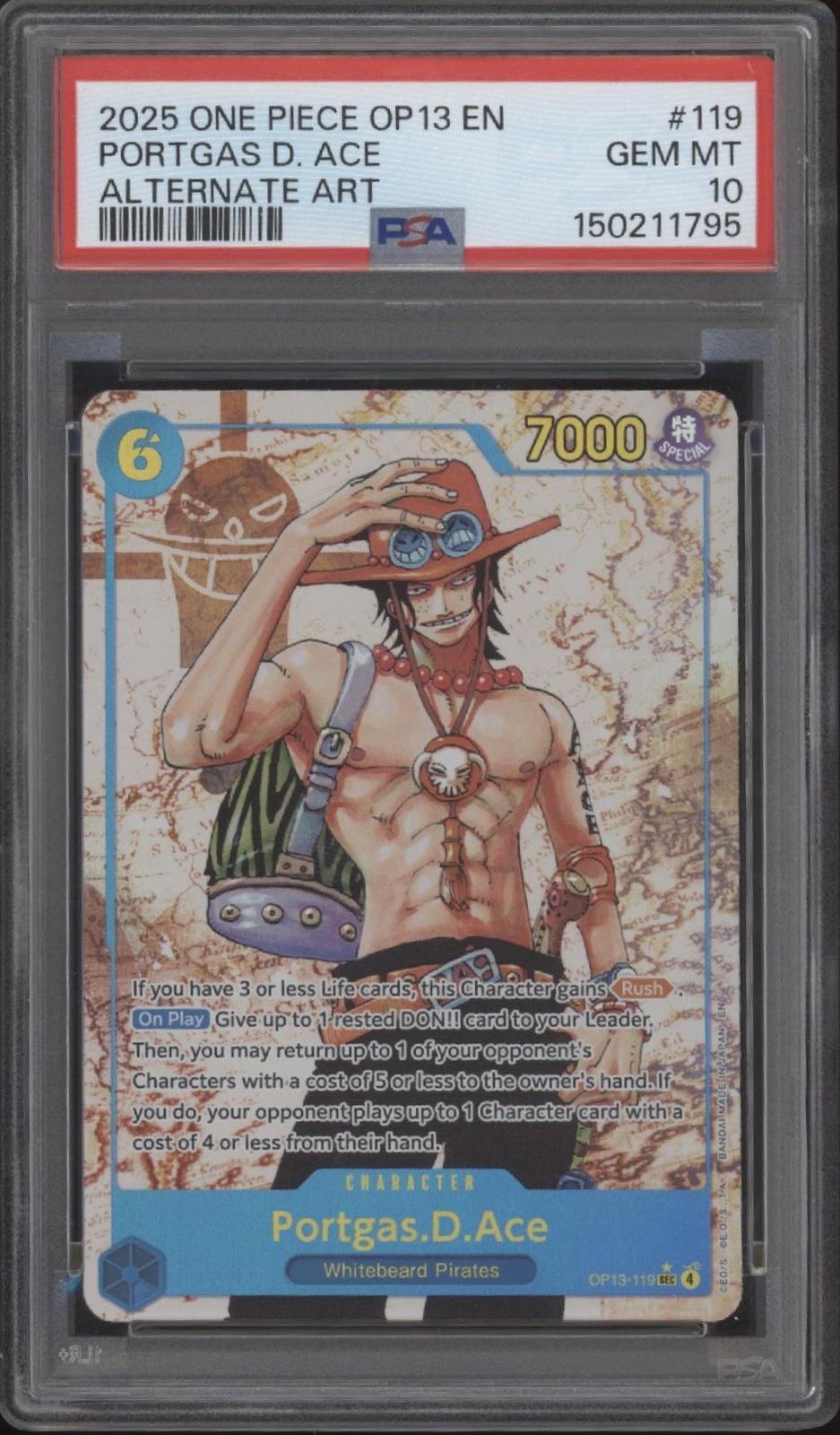 Portgas D Ace One Piece Card Game OP13 Alternate Art #119 PSA 10 #3