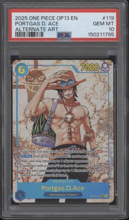 Portgas D Ace One Piece Card Game OP13 Alternate Art #119 PSA 10 #3