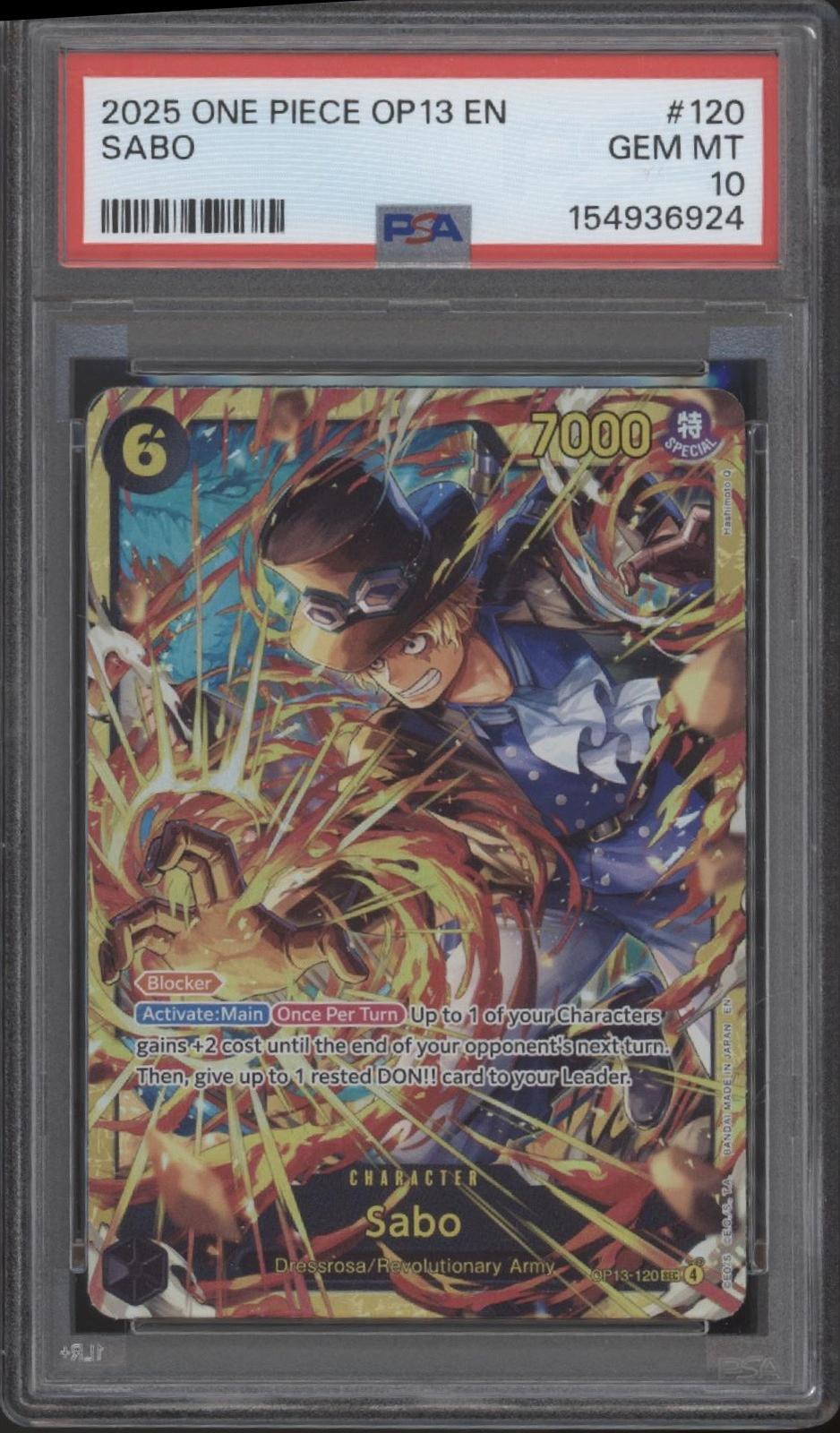 Sabo One Piece Card Game OP13 #120 PSA 10