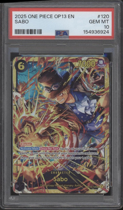 Sabo One Piece Card Game OP13 #120 PSA 10