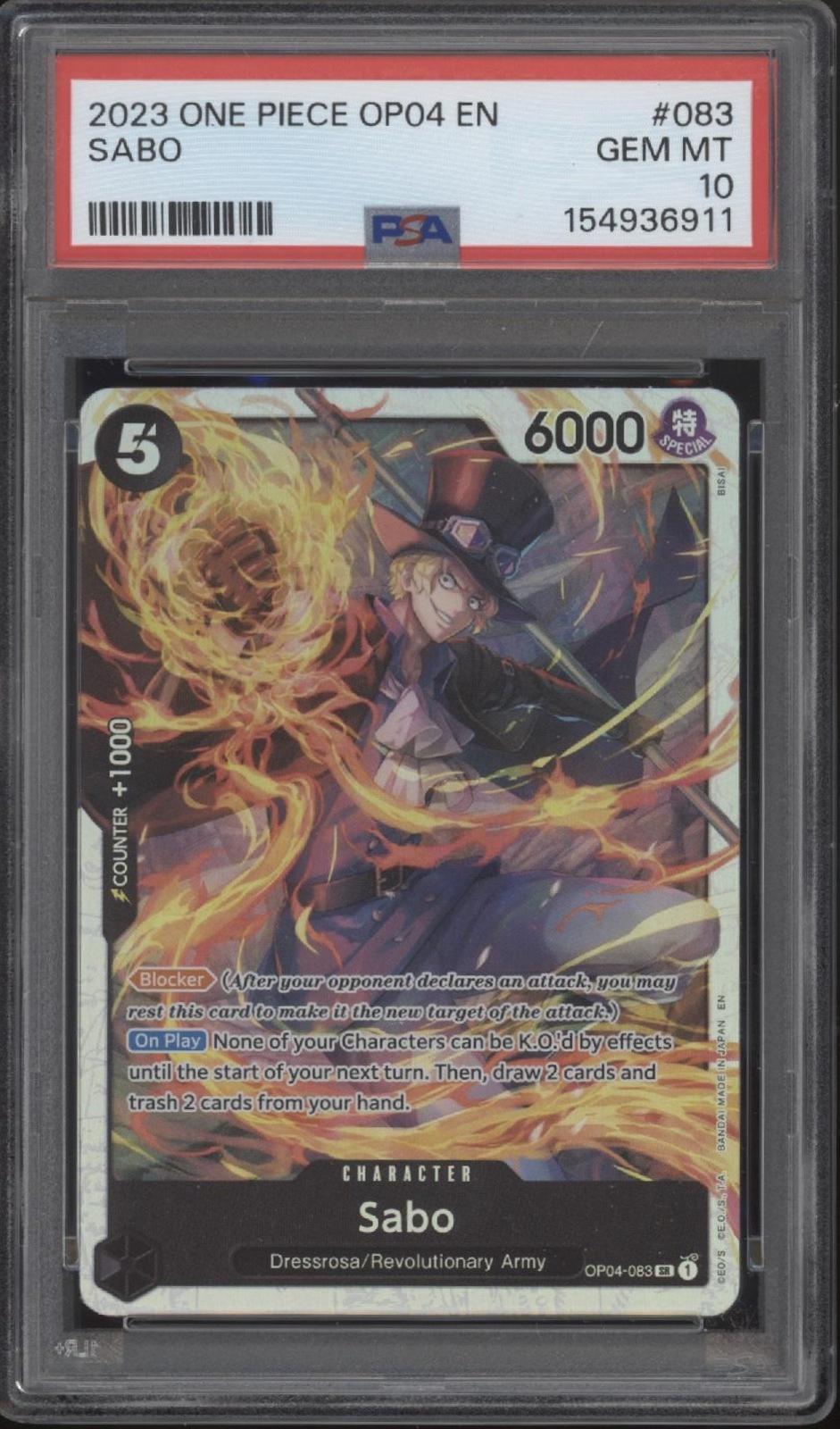 Sabo One Piece Card Game OP04 #083 PSA 10