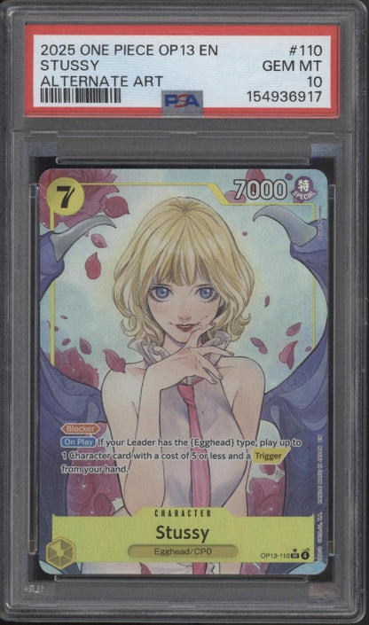 Stussy One Piece Card Game OP13 Alternate Art #110 PSA 10