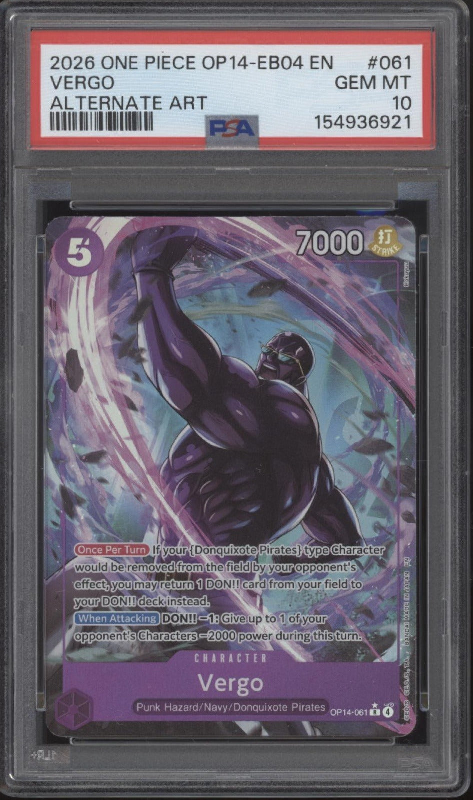 Vergo One Piece Card Game OP14-EB04 Alternate Art #061 PSA 10