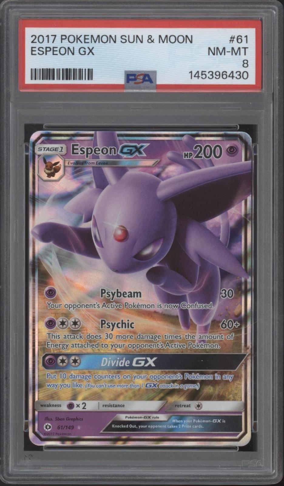 Espeon GX Pokemon Sun & Moon #61 PSA 8