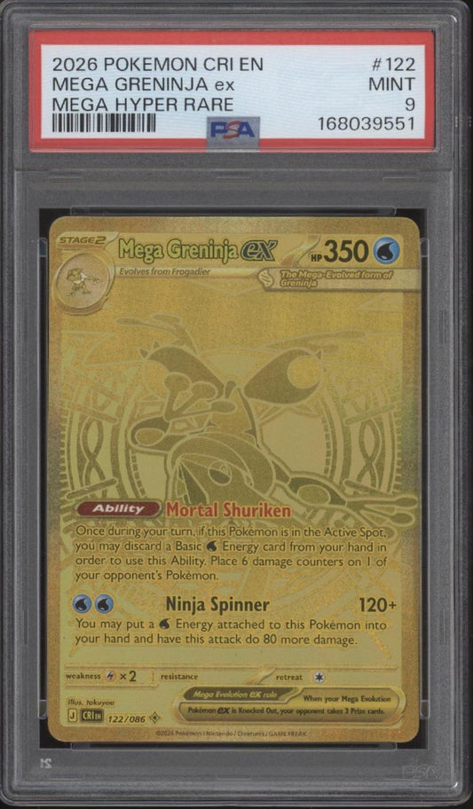 Mega Greninja ex Pokemon Chaos Rising Mega Hyper Rare #122 PSA 9 #2
