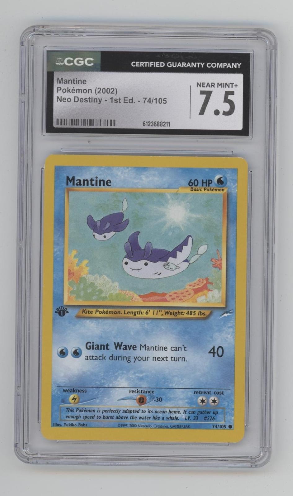 Mantine Pokemon Neo Destiny 1st Edition CGC 7.5