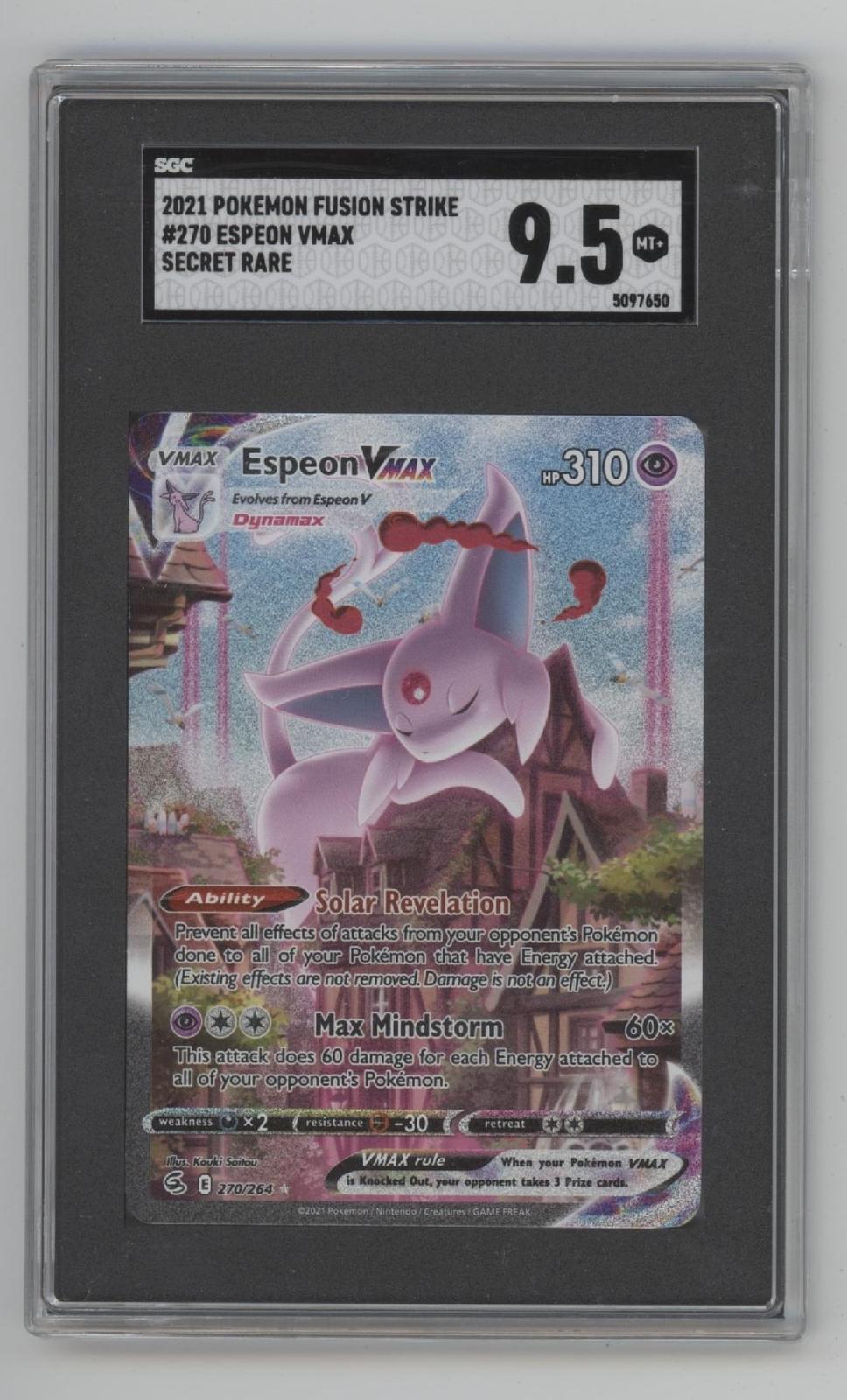 Espeon VMAX Pokemon Fusion Strike Secret Rare #270 SGC 9.5